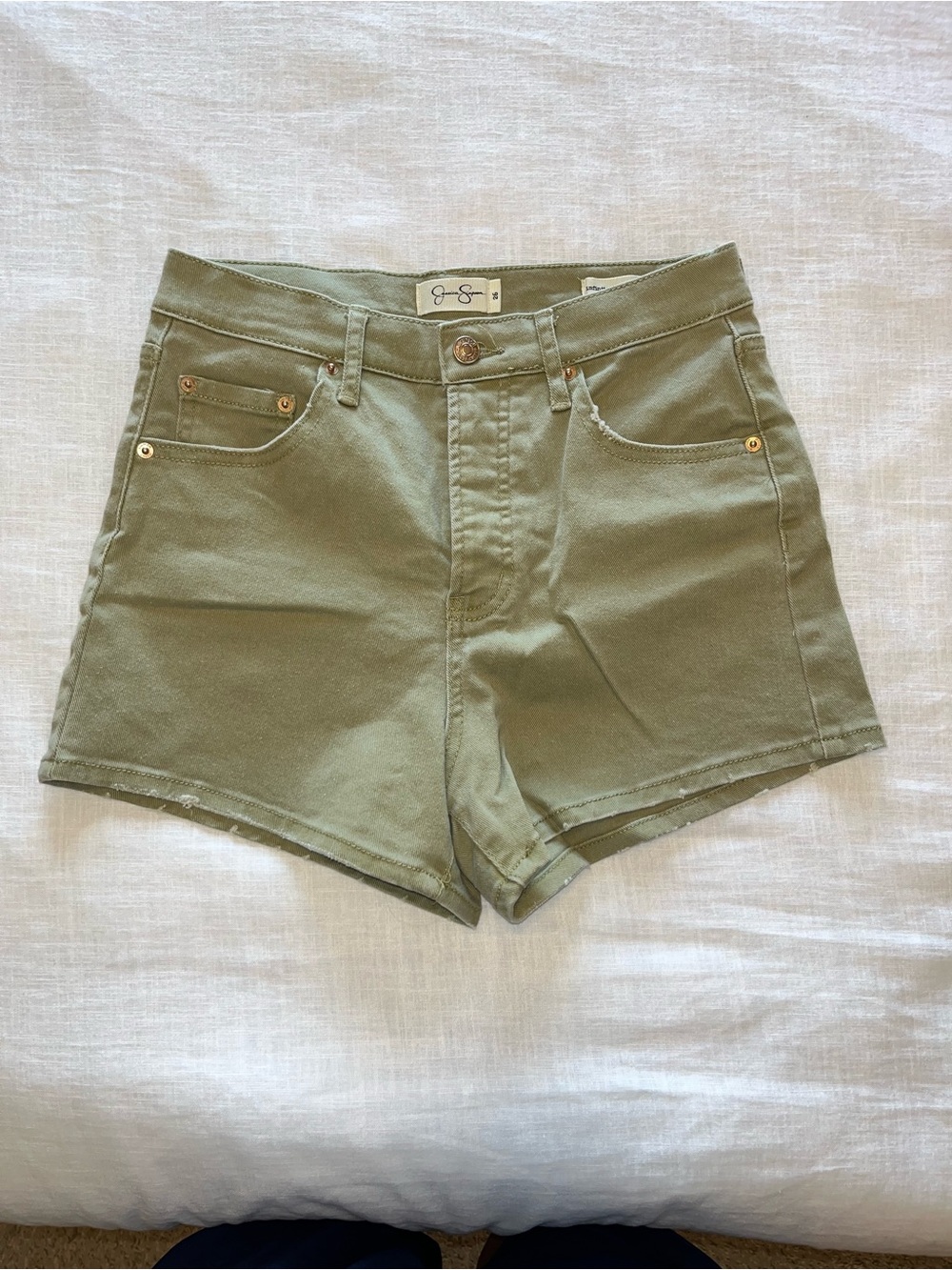 Jessica Simpson Infinite High Waist Olive Green Denim Shorts